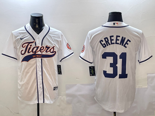 Men's Detroit Tigers Riley Greene #31 White Game Jersey1