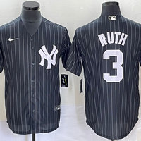 Men's New York Yankees Babe Ruth #3 Black Replica Player Jersey1