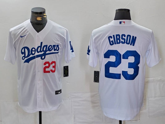 Men's Los Angeles Dodgers Kirk Gibson #23 White Home Limited Player Jersey1