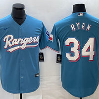 Men's Texas Rangers Nolan Ryan #34 Light Blue Replica Player Jersey1