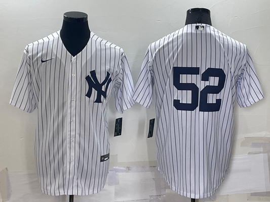 Men's New York Yankees CC Sabathia #52 White Replica Player Name Jersey1