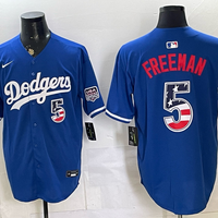 Men's Los Angeles Dodgers Freddie Freeman #5 Royal USA 250 Fourth of July Home Stadium Jersey