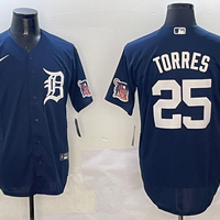 Men's Detroit Tigers Gleyber Torres #25 Navy Replica Player Jersey1