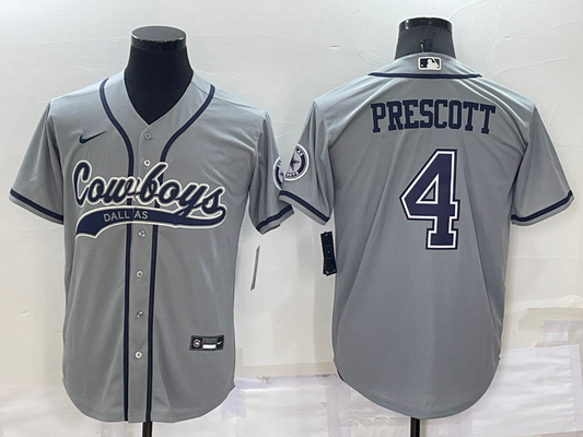 Men's Dallas Cowboys Dak Prescott #4 Gray Player Jersey1 Joint Edition