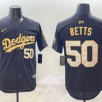 Men's Los Angeles Dodgers1 Mookie Betts Black Game Player Jersey