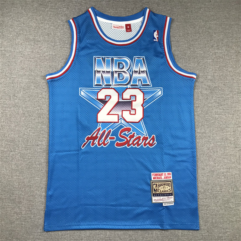 Men's 93 All Star Chicago Bulls Michael Jordan Blue Hardwood Classics Swingman Jersey1