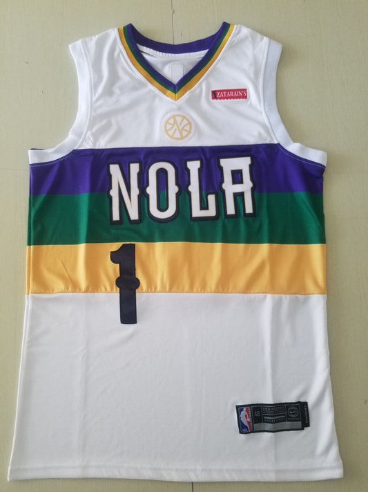 Men's New Orleans Pelicans Zion Williamson #1 NBA White Swingman Player Jersey1