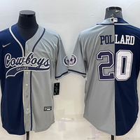 Men's Dallas Cowboys Tony Pollard #20 Navy/Gray Game Jersey1 Joint Edition