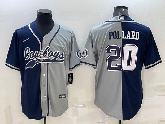 Men's Dallas Cowboys Tony Pollard #20 Navy/Gray Game Jersey1 Joint Edition