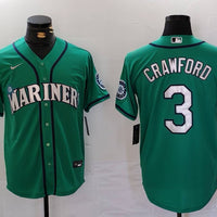 Men's Seattle Mariners JP Crawford #3 Aqua Replica Player Jersey1