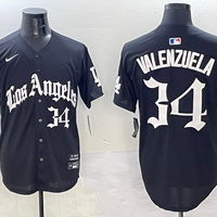 Men's Los Angeles Dodgers Fernando Valenzuela #34 Black Team Game Player Jersey