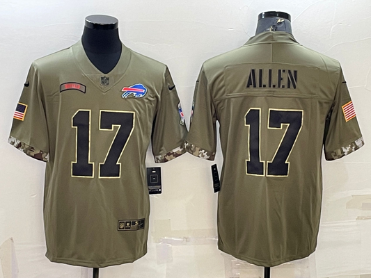 Men's Buffalo Bills Josh Allen #17 Olive 2022 Salute To Service Limited Jersey1