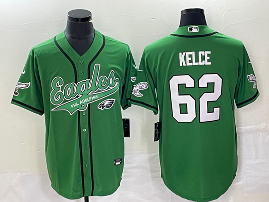 Men's Philadelphia Eagles Jason Kelce #62 Kelly Green Game Jersey1 Joint Edition