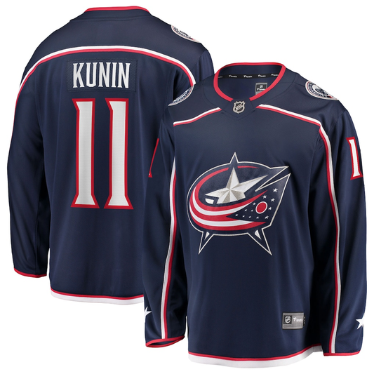 Men's Columbus Blue Jackets Luke Kunin #11 Fanatics Navy Home Breakaway Jersey