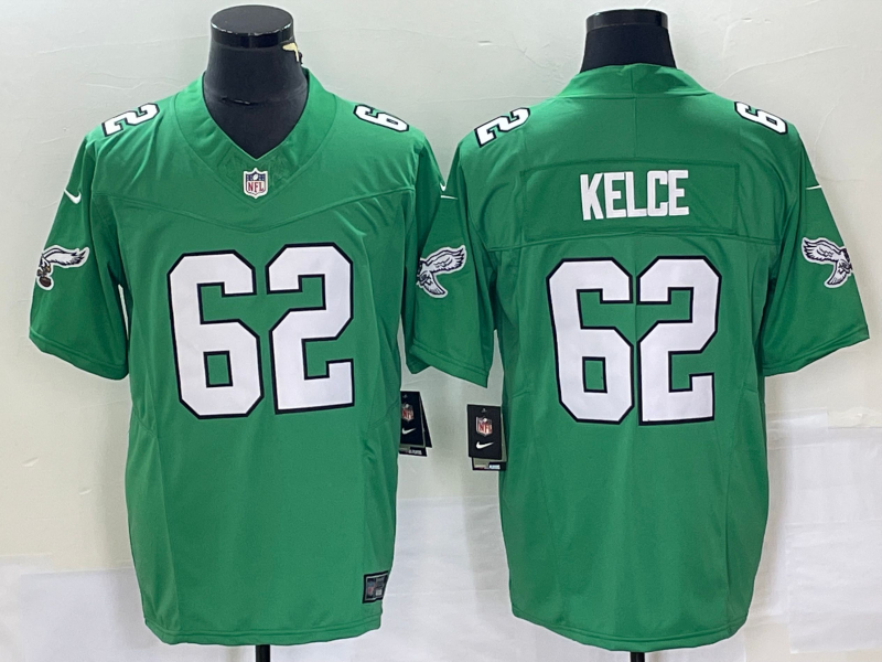 Jason Kelce #62 Philadelphia Eagles Kelly Green Game Jersey - JerseysFreak