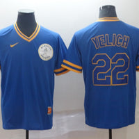 Men's Milwaukee Brewers Christian Yelich #22 MLB Blue Player Jersey1