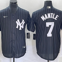 Men's New York Yankees Mickey Mantle #7 Black Replica Player Jersey1