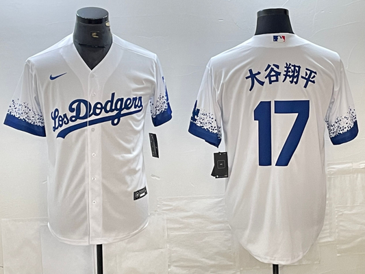 Men's Los Angeles Dodgers Shohei Ohtani #17 White Limited Game Jersey1