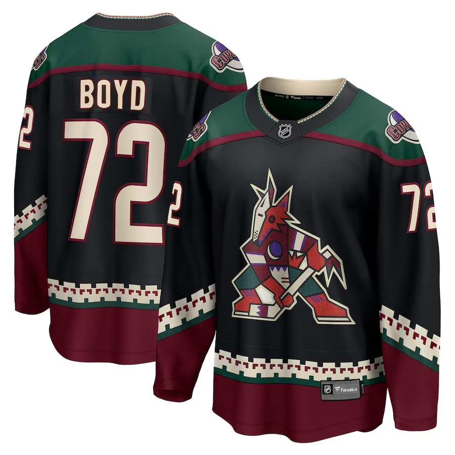 Men's Arizona Coyotes Travis Boyd #72 Black Home Breakaway Player Jersey1