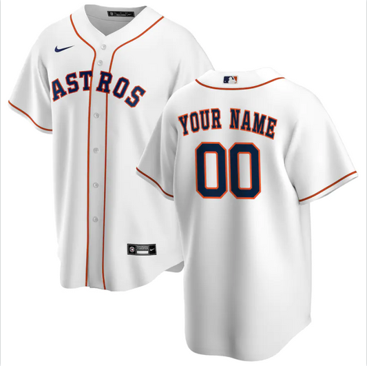 Men's Houston Astros White Home Replica Custom Jersey1