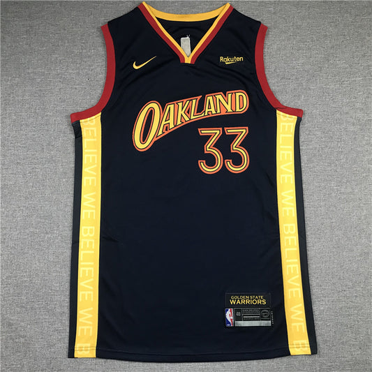 Men's Golden State Warriors James Wiseman #33 Navy Hardwood Classics Jersey1
