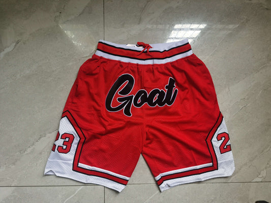 Men's Chicago Bulls No.23 Goat Stitched Red Basketball Shorts1 NEW