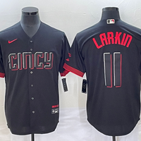 Men's Cincinnati Reds Barry Larkin #11 Black 2023 City Connect Replica Player Jersey1