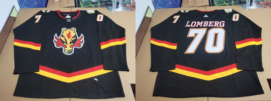 Men's Calgary Flames Ryan Lomberg #70 Black Player Game Jersey1
