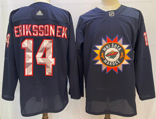 Men's Minnesota Wild Joel Eriksson Ek #14 Black Breakaway Player Jersey1