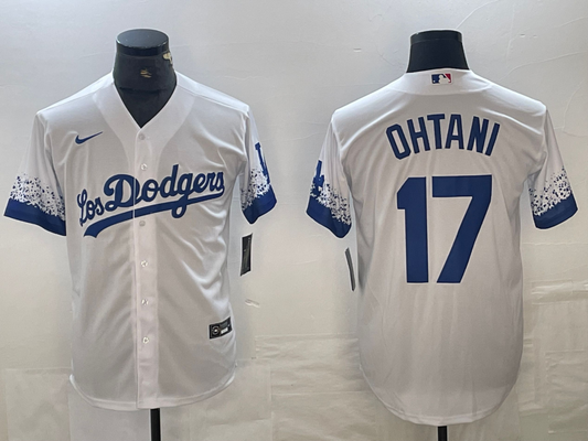 Men's Los Angeles Dodgers Shohei Ohtani #17 White Replica Team Jersey1