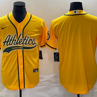 Men's Oakland Athletics Gold Replica Blank Jersey1 Joint Edition