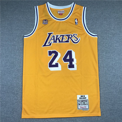 Men's Los Angeles Lakers Kobe Bryant #24 Gold 2007-08 Hardwood Classics Authentic Player Jersey1