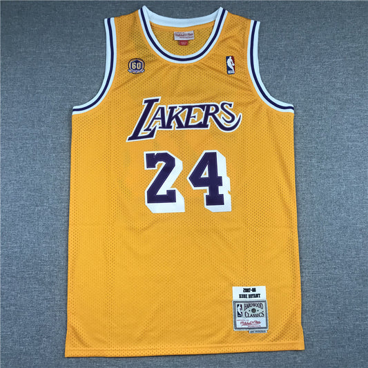 Men's Los Angeles Lakers Kobe Bryant #24 Gold 2007-08 Hardwood Classics Authentic Player Jersey1