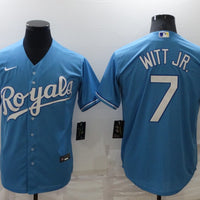 Men's Kansas City Royals Bobby Witt Jr. #7 Blue Replica Baseball Jersey1