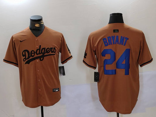 Men's Los Angeles Dodgers Kobe Bryant #24 Brown Replica Player Jersey1