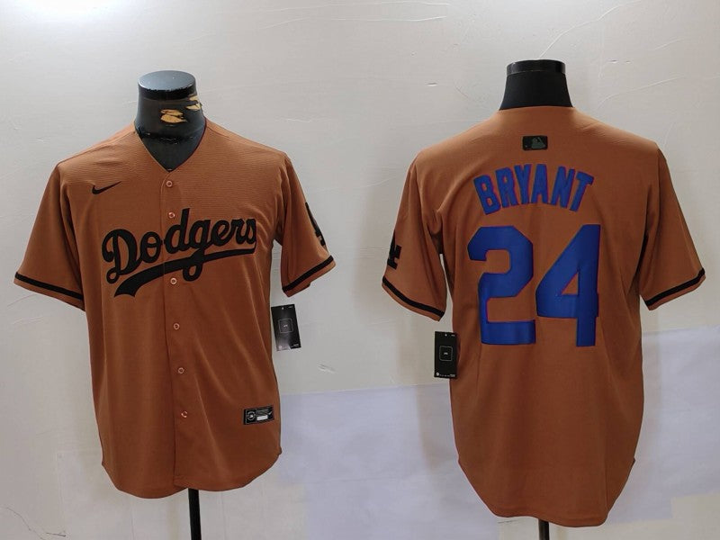 Men's Los Angeles Dodgers Kris Bryant #24 Brown Replica Player Jersey1