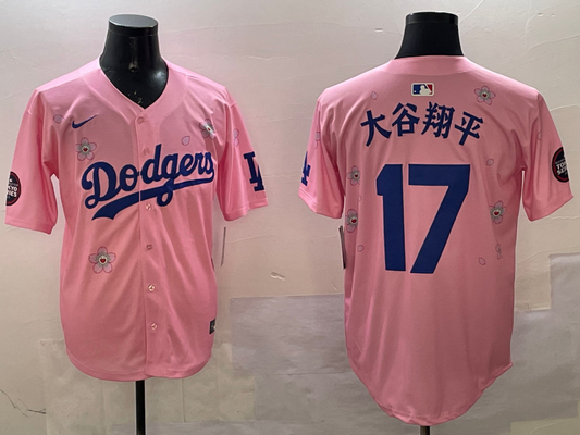 Men's Los Angeles Dodgers Shohei Ohtani #17 Pink Alternate Replica Player Jersey1