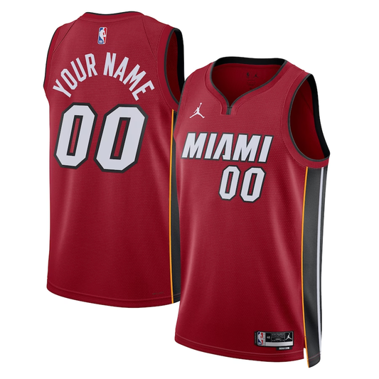 Men's Miami Heat Red 2022/23 Swingman Custom Jersey1 - Statement Edition