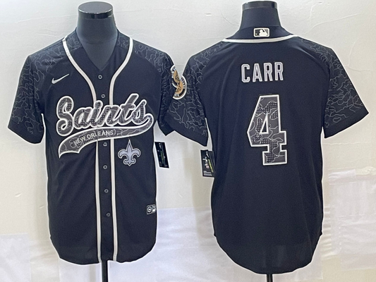 Men's New Orleans Saints Derek Carr #4 Black RFLCTV Limited Jersey1 Joint Edition