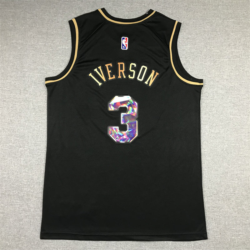 Men's Philadelphia 76ers Allen Iverson #3 Black Swingman Player Jersey1
