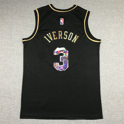 Men's Philadelphia 76ers Allen Iverson #3 Black Swingman Player Jersey1