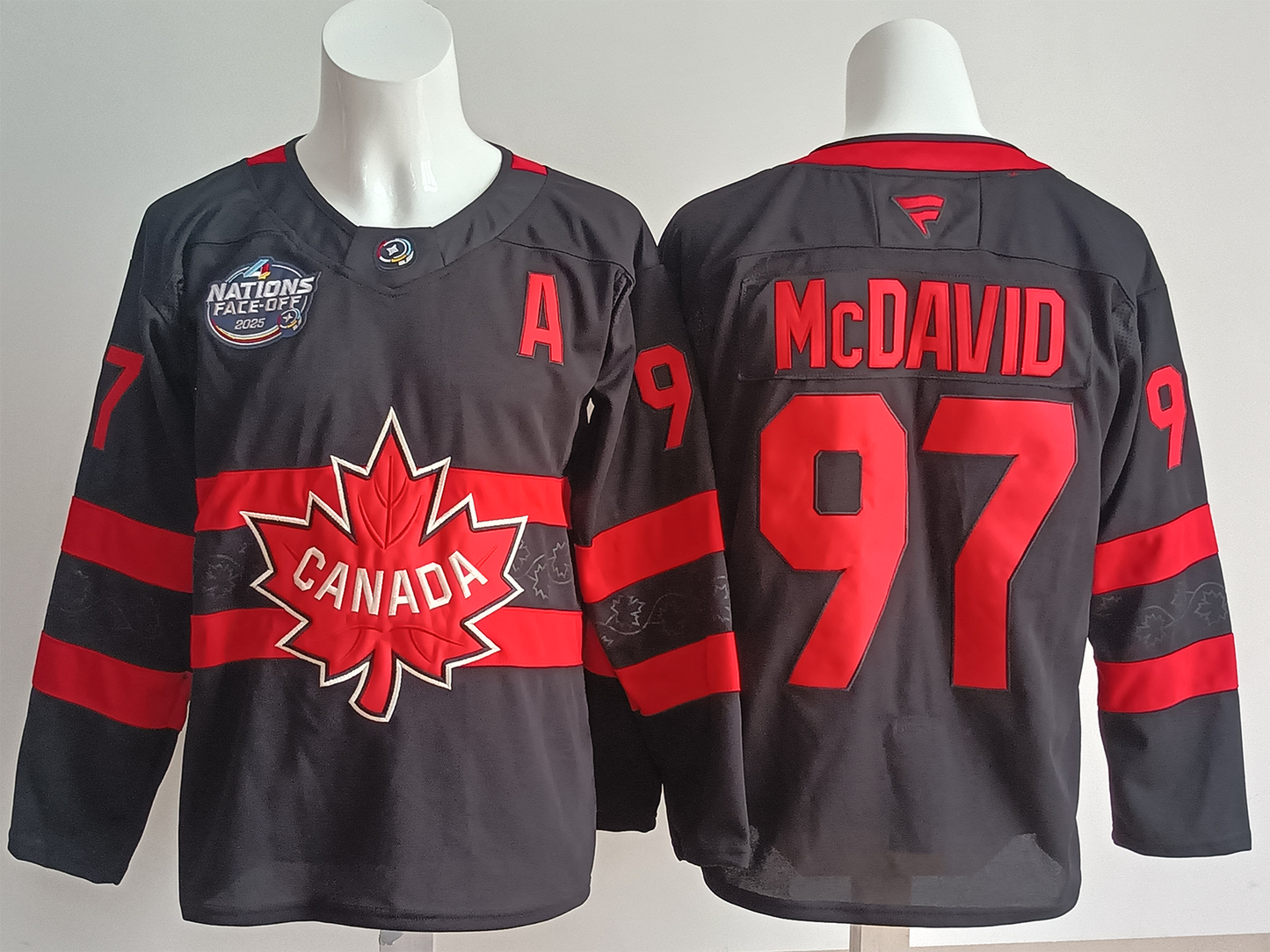 Men's Canada 2025 4 Nations Face-Off Connor McDavid #97 Black Player Jersey