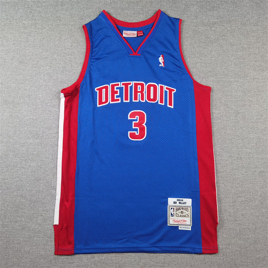 Men's Detroit Pistons Ben Wallace #3 Blue 2003/04 Hardwood Classics Swingman Jersey1