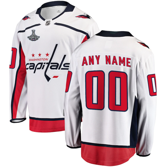 Men's Washington Capitals White 2018 Stanley Cup Champions Away Breakaway Custom Jersey1