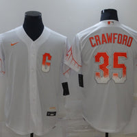 Men's San Francisco Giants Brandon Crawford #35 White Replica Baseball Jersey1 City Edition