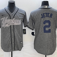 Men's New York Yankees Derek Jeter #2 Gray Game Jersey1 Joint Edition