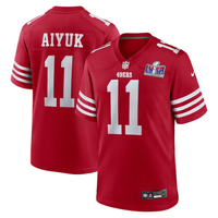 Men's San Francisco 49ers Brandon Aiyuk #11 Scarlet Super Bowl LVIII Game Jersey1