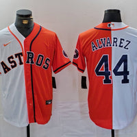 Men's Houston Astros Yordan Alvarez #44 White/Orange Limited Player Jersey1