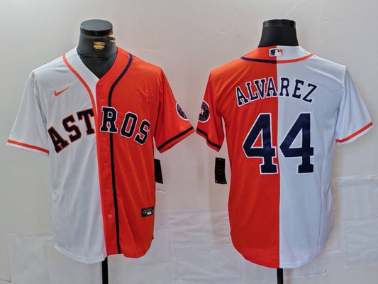 Men's Houston Astros Yordan Alvarez #44 White/Orange Limited Player Jersey1