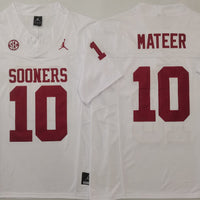 Men's Oklahoma Sooners John Mateer #10 White Player Jersey